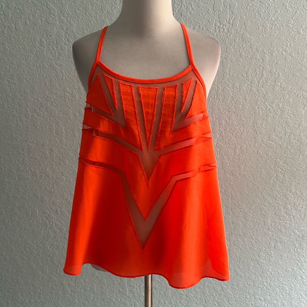 Women’s Akira Chicago Red Label Orange -See through- Tank Top Medium